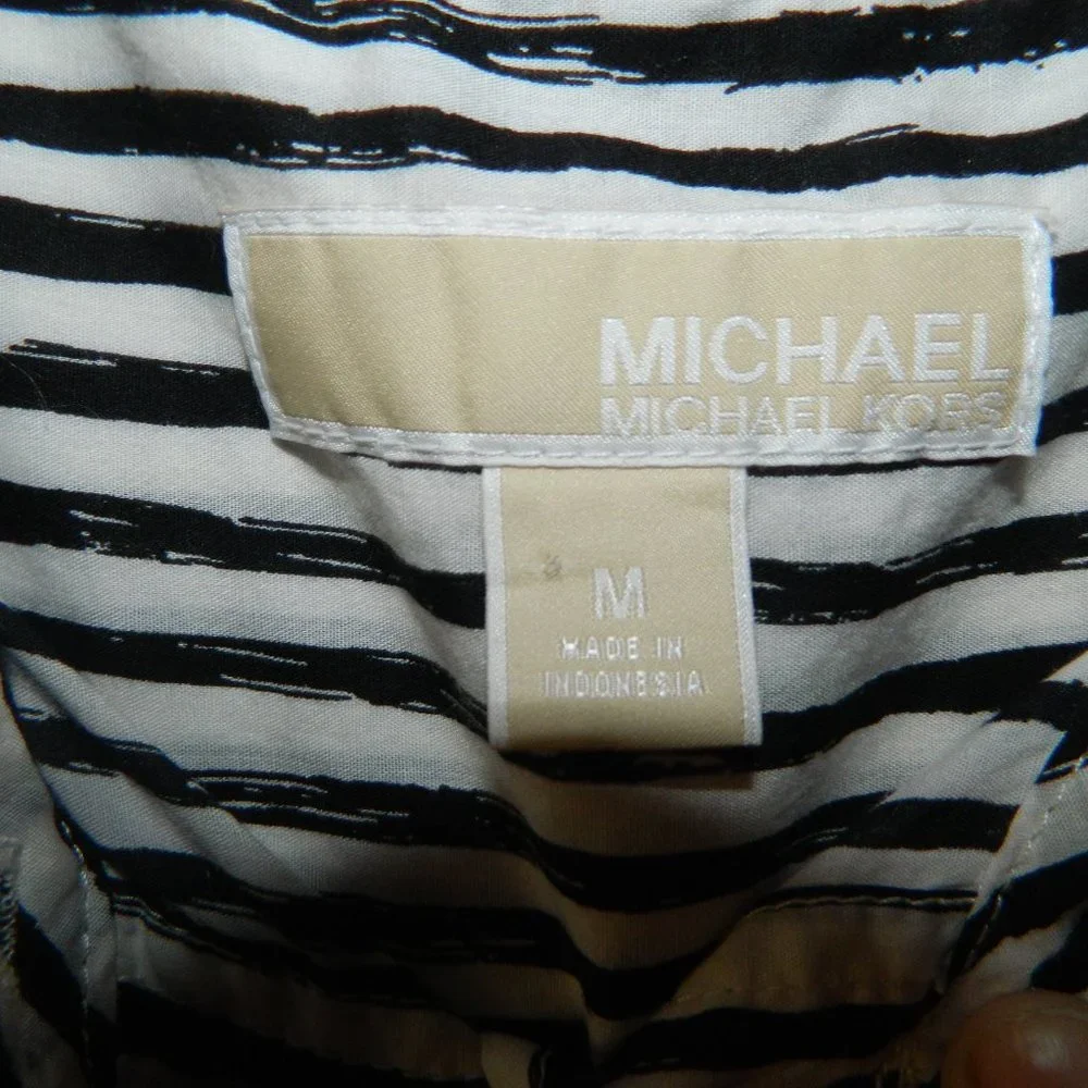 Michael Kors Striped Button Blouse Shirt Size M (Q-40) - Picture 3 of 5